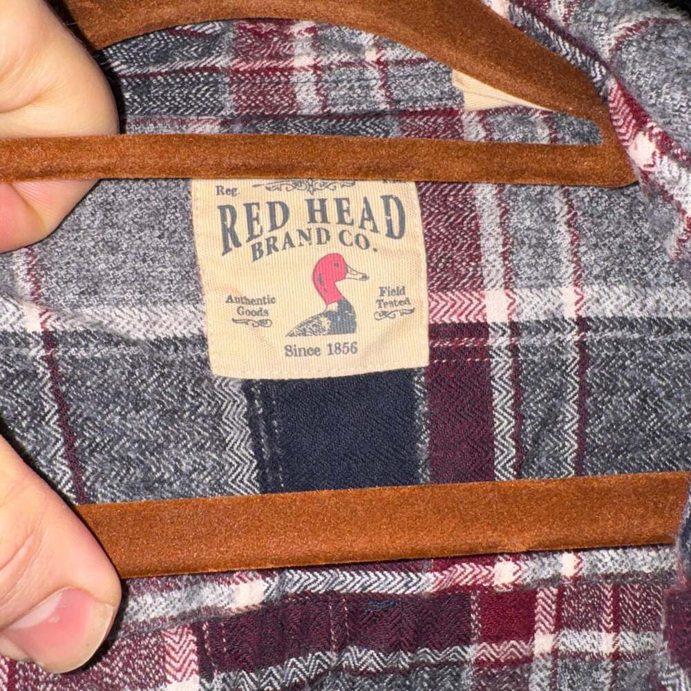 Red Head Brand Co. Men's Blue and Red Plaid Long Sleeve Button Down Flannel Shir